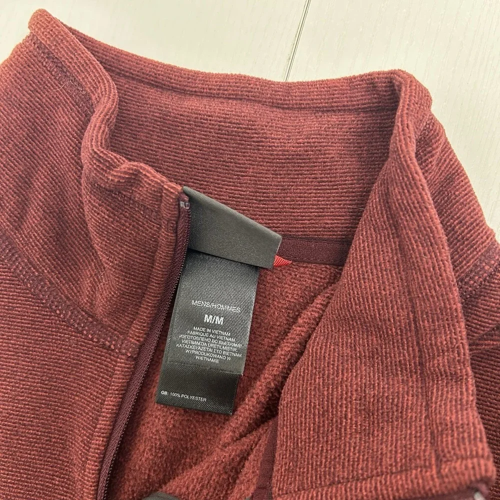 North Face Pullover Mens Medium Maroon Quarter Zip Long Sleeve Hiking Athletic
